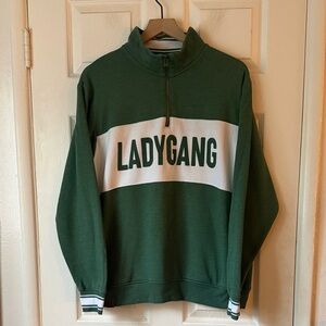 LADYGANG Green Quarter Zip Sweatshirt size large